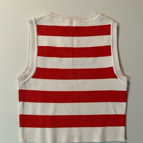 Zara Red and White Striped Crop Top | size: M - Picture 1 of 2